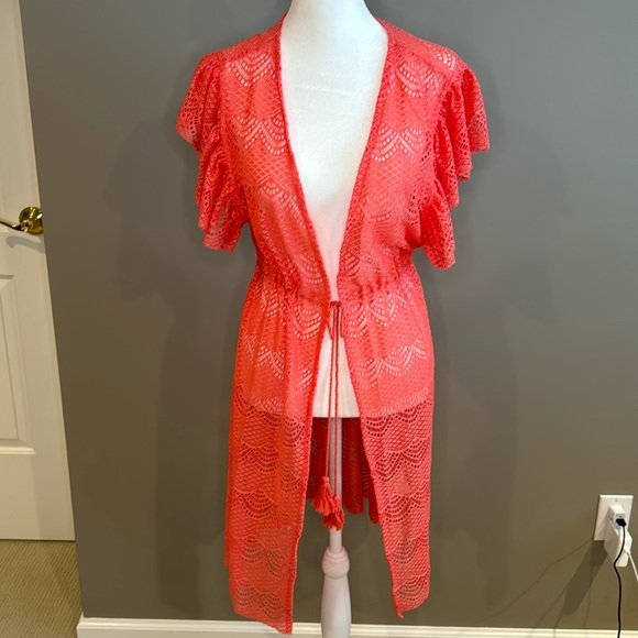 Amiani Other - Amiani Resort Lace Beach Cover Up in Coral NEW with tags